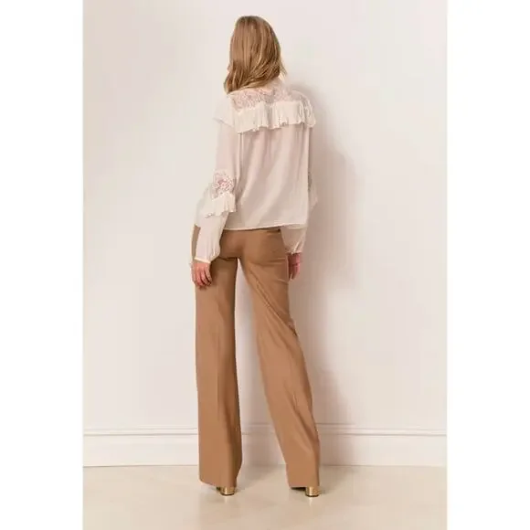LoveShackFancy Ambrelle Pant in Camel US 8 NWT Quiet Luxury Minimalist Old Money - Picture 4 of 7